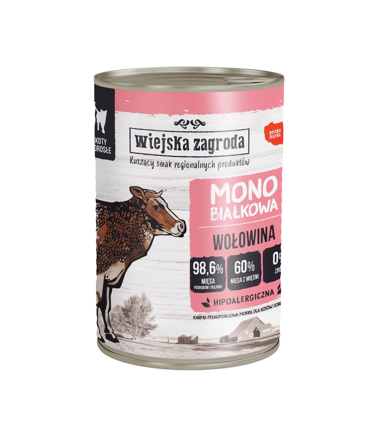 Wiejska Zagroda Mono Wołowina dla kota 400g