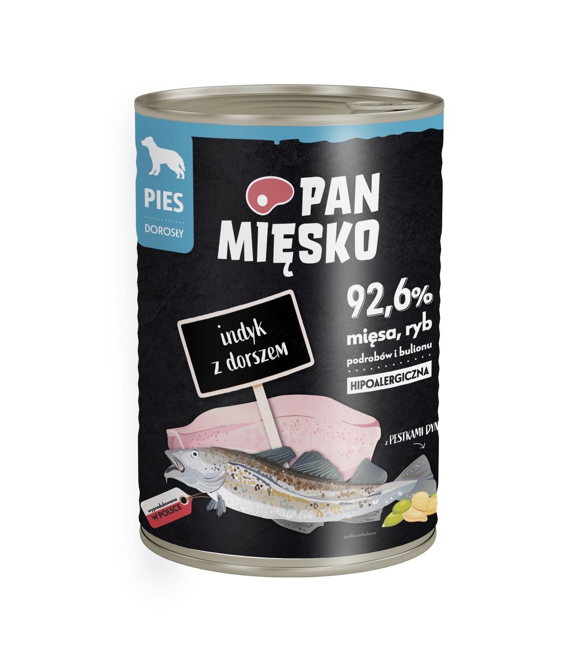 Pan Mięsko dla psa Indyk z dorszem 400g