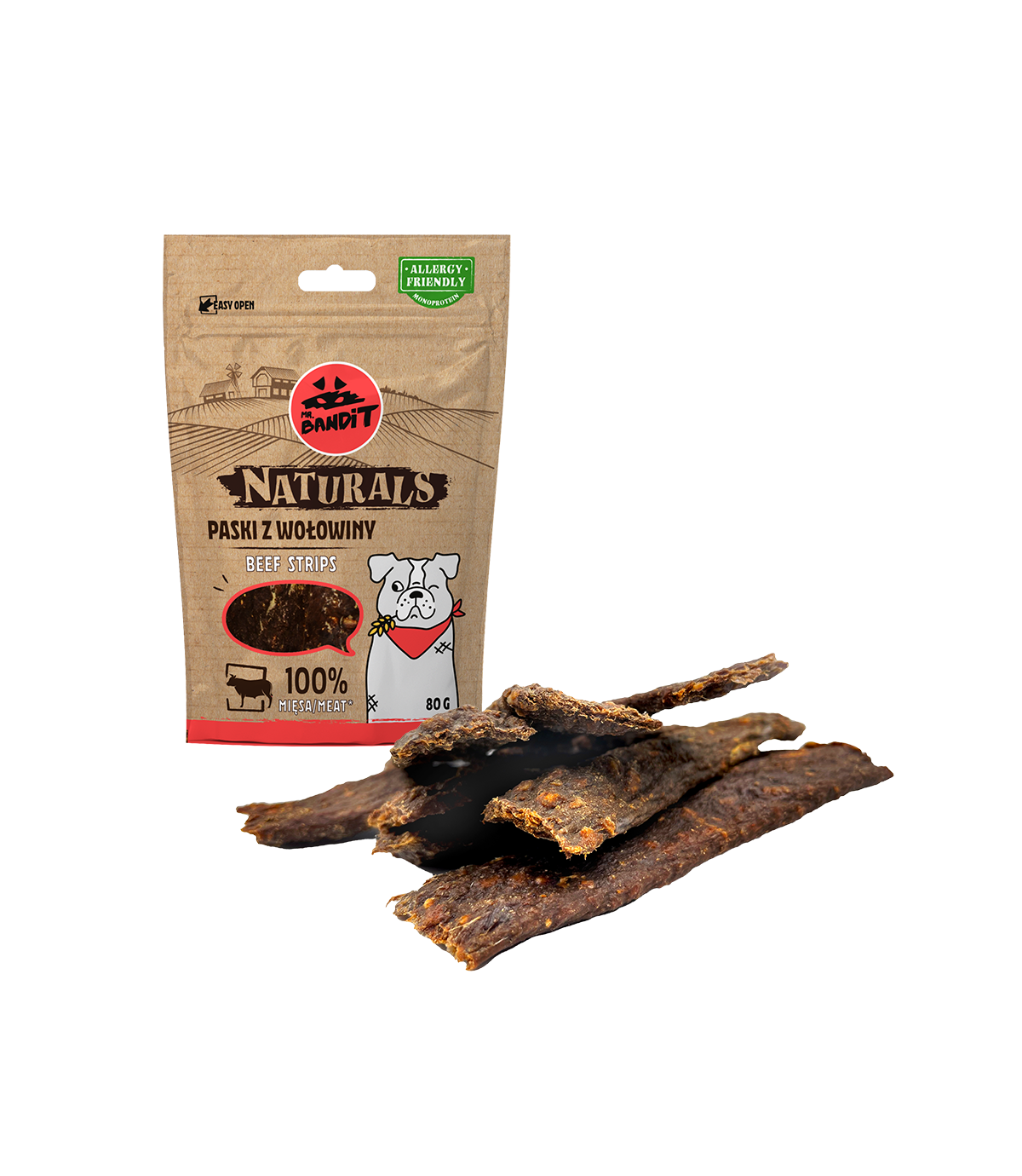Mr. Bandit Naturals Paski z wołowiny 80g