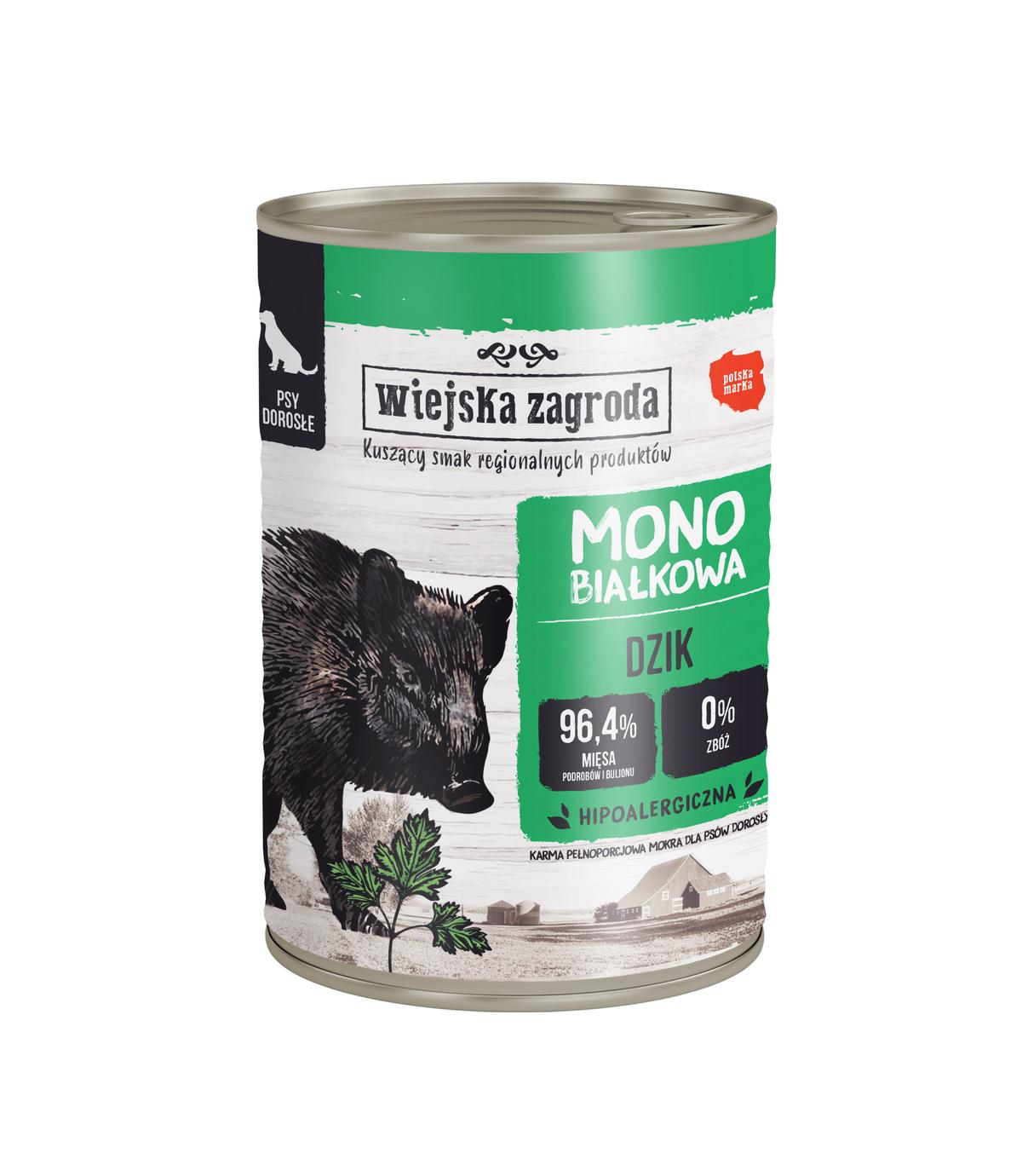 Wiejska Zagroda Mono Dzik dla psa 400g