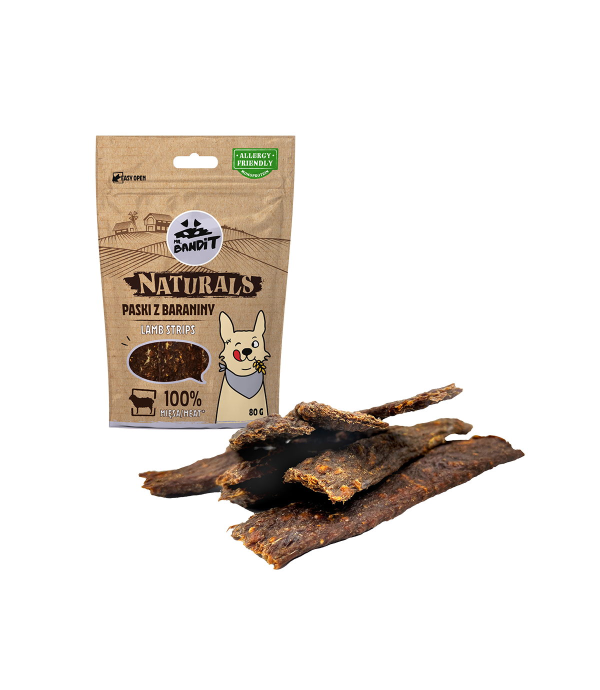 Mr. Bandit Naturals Paski z baraniny 80g