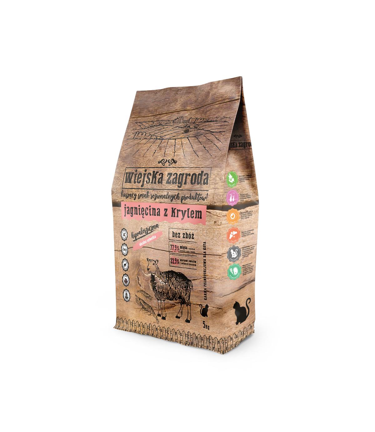 Wiejska Zagroda jagnięcina z krylem dla kota 5kg