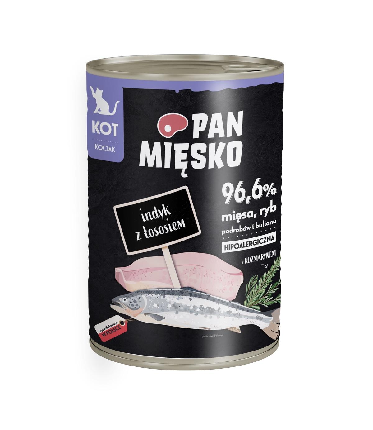 Pan Mięsko dla kociąt Indyk z łososiem 400g