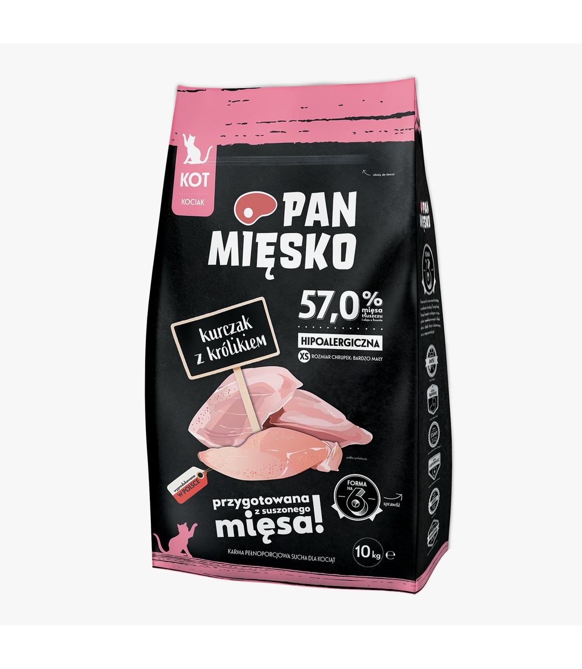 Pan Mięsko dla kociąt Kurczak z królikiem XS 10kg