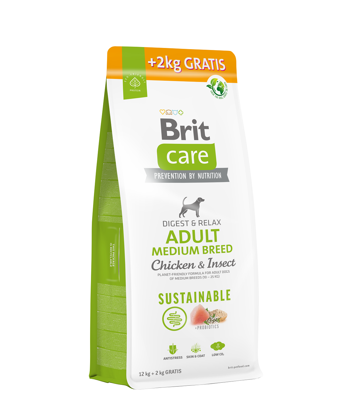 Brit Care Dog Sustainable Adult Medium Chicken & Insect  12kg + 2kg GRATIS