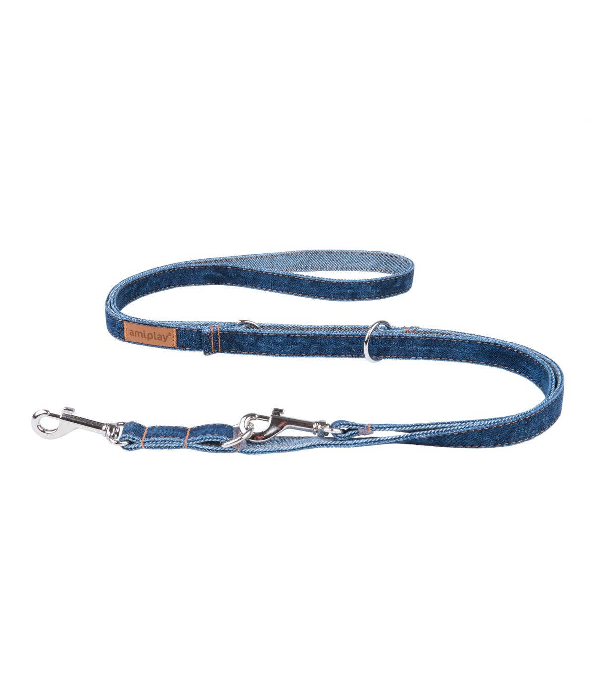 Smycz regulowana Amiplay Denim 100-200 cm x 1,5 cm