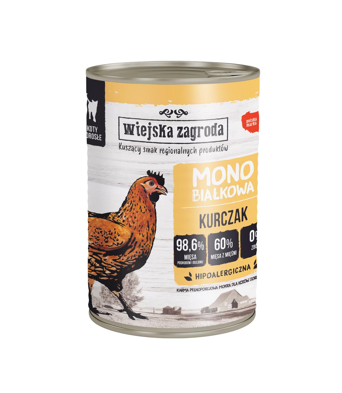 Wiejska Zagroda Mono Kurczak dla kota 400g