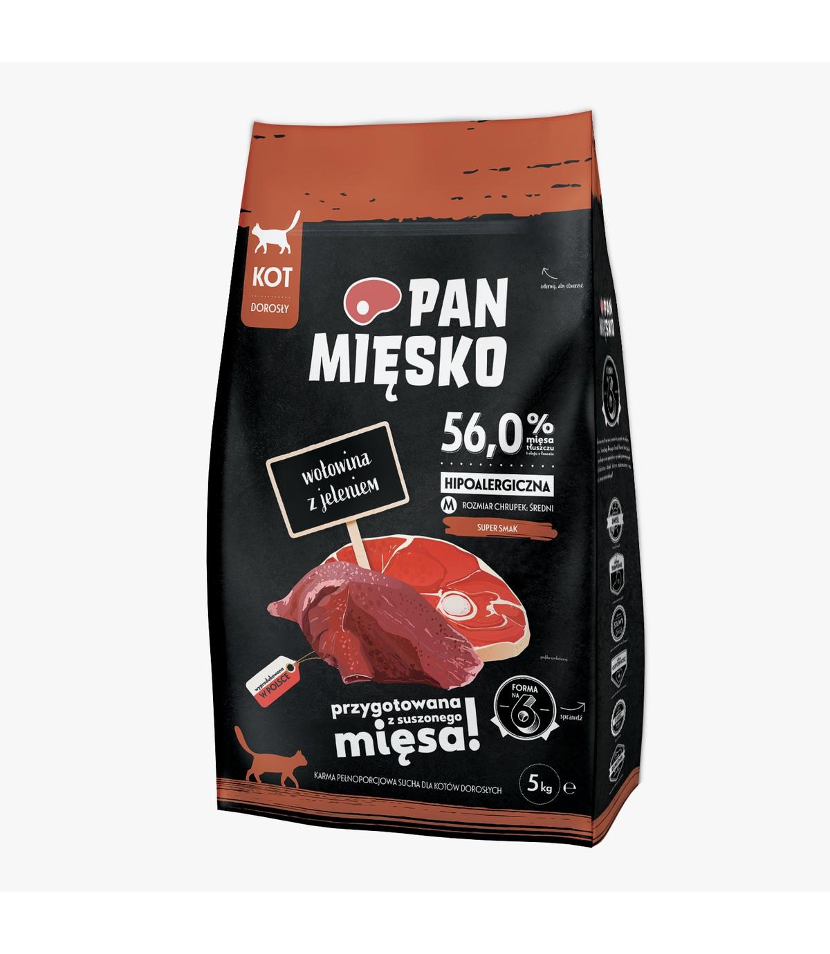 Pan Mięsko dla kota  Wołowina z jeleniem  M 5kg