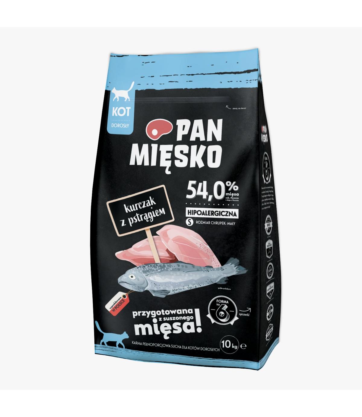 Pan Mięsko dla kota  Kurczak z pstrągiem S 10kg