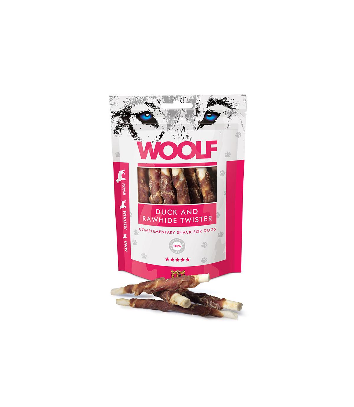 Woolf Duck and Rawhide Twister 100g