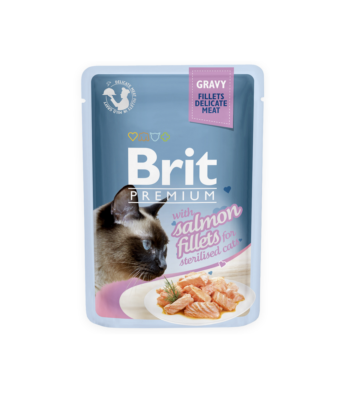 Brit Premium Cat Adult Sterilised Salmon Fillets w sosie 85g