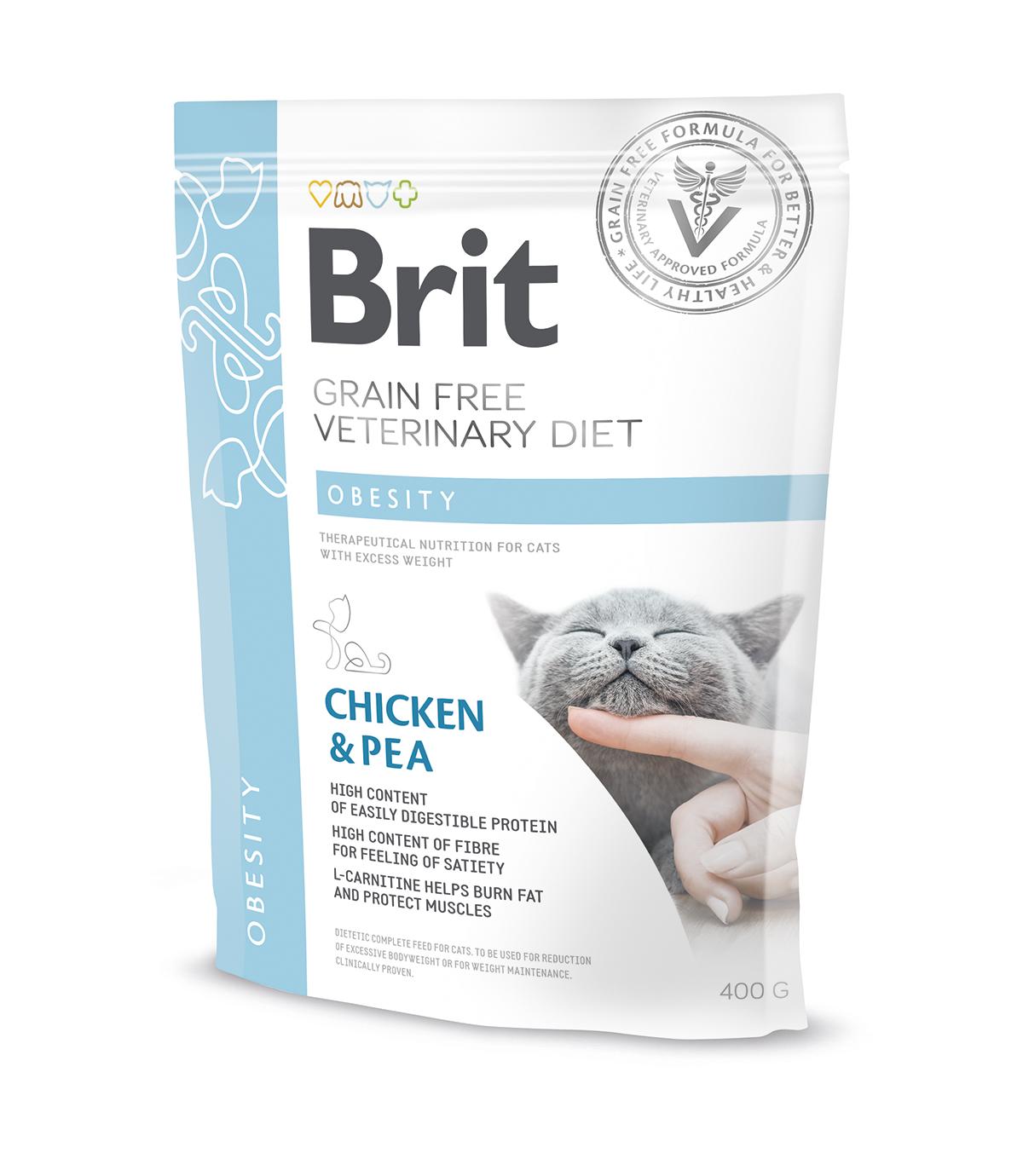 Brit Veterinary Diets Cat GF Obesity Chicken & Pea 400g