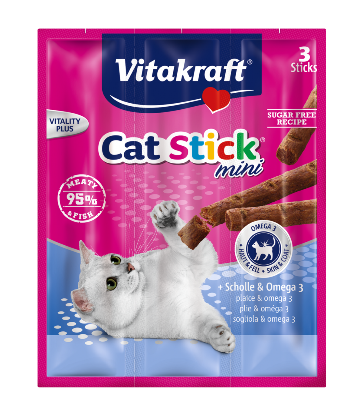 Vitakraft Cat-Stick Mini - Flądra & Omega 3