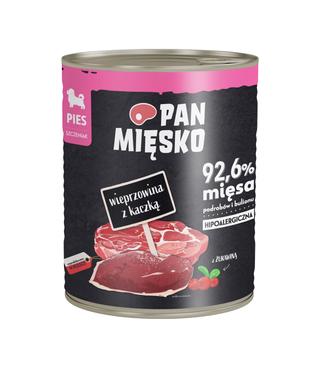 Pan Mięsko dla psa Wieprzowina z kaczką dla szczeniąt 800g