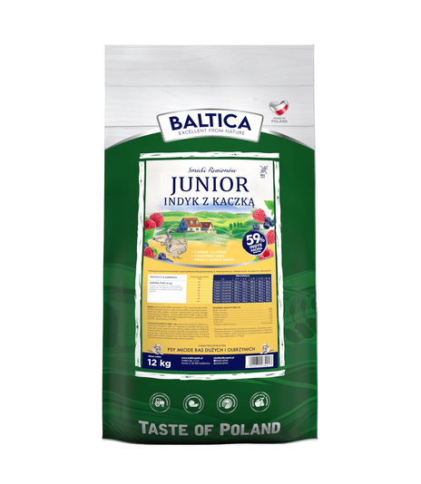 Baltica Junior Smaki Regionów Indyk z kaczką 12kg