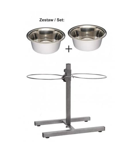 Stojak regulowany z miskami 4,7l