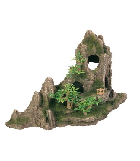 Skała z jaskinią i roślinami - 27cm