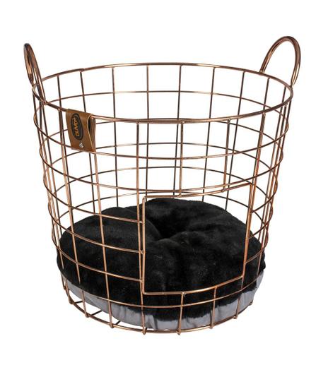 Druciany kosz dla kota DUVO+ - miedziany - 37x37x39cm