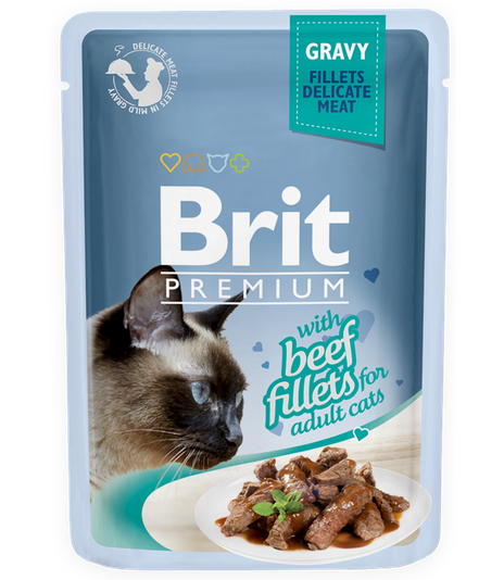 Brit Premium Cat Adult Beef Fillets w sosie 85g