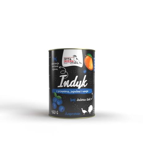 Syta Micha Indyk z przepiórką, jagodami i mango 400g