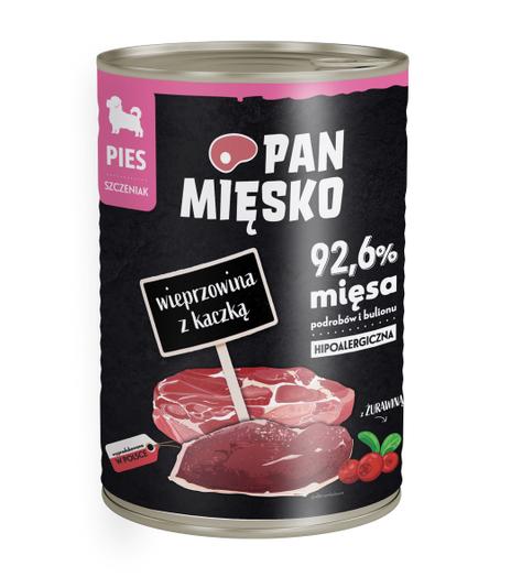 Pan Mięsko dla psa Wieprzowina z kaczką dla szczeniąt 400g