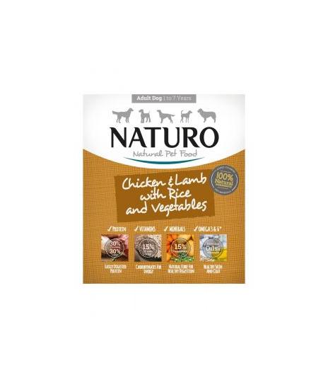 Naturo kurczak i jagnięcina z ryżem i warzywami 400g