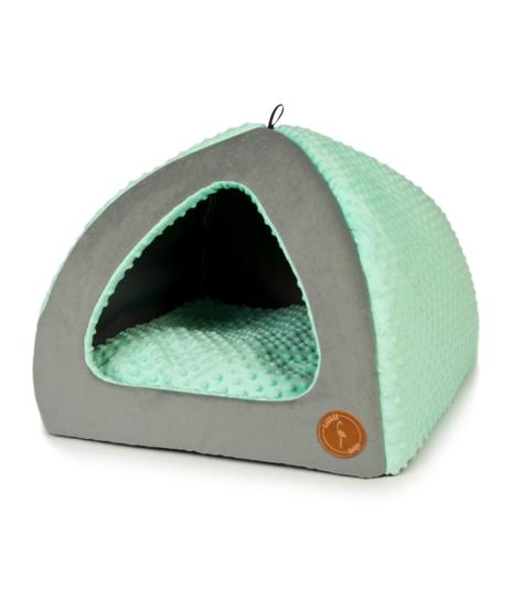 Velvet Budka Bella - 40x40cm szaro-miętowa