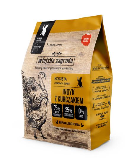 Wiejska Zagroda Indyk z kurczakiem dla kociąt 400g