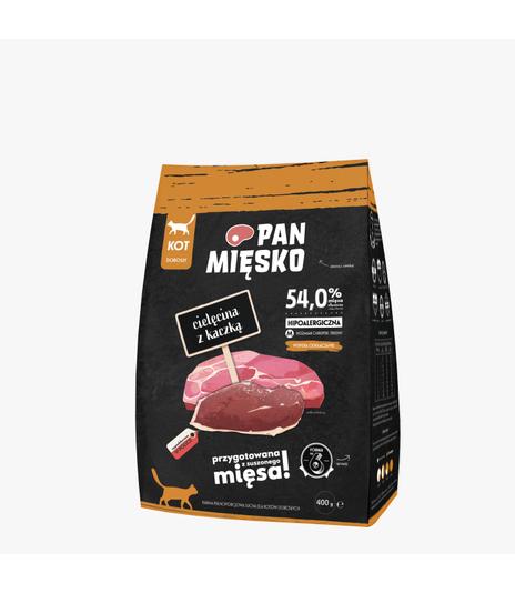 Pan Mięsko dla kota Cielęcina z kaczką M 400g