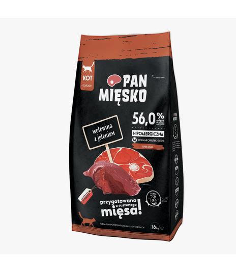 Pan Mięsko dla kota  Wołowina z jeleniem  M 1,6kg