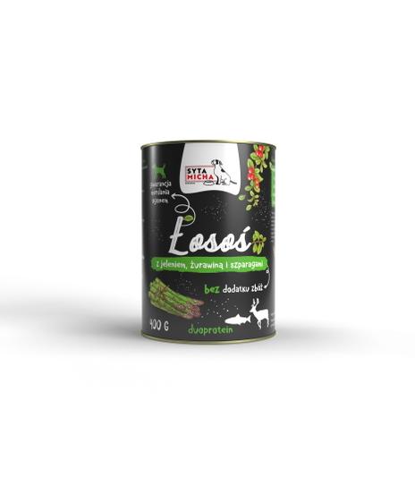 Syta Micha Łosoś z jeleniem, żurawiną i szparagami 400g
