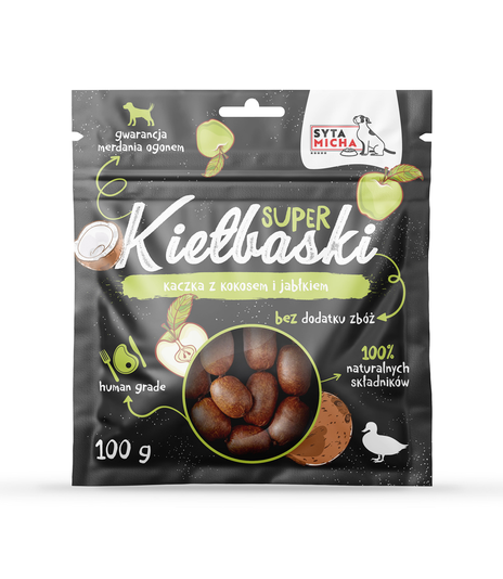 Super kiełbaski z kaczką, kokosem i jabłkiem 100g