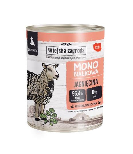 Wiejska Zagroda Mono Jagnięcina dla szczeniąt 800g
