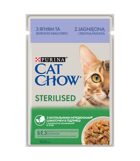 Purina Cat Chow Sterilised z jagnięciną i zieloną fasolką 85g