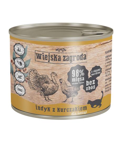 Wiejska Zagroda Indyk z kurczakiem dla kociąt 200g