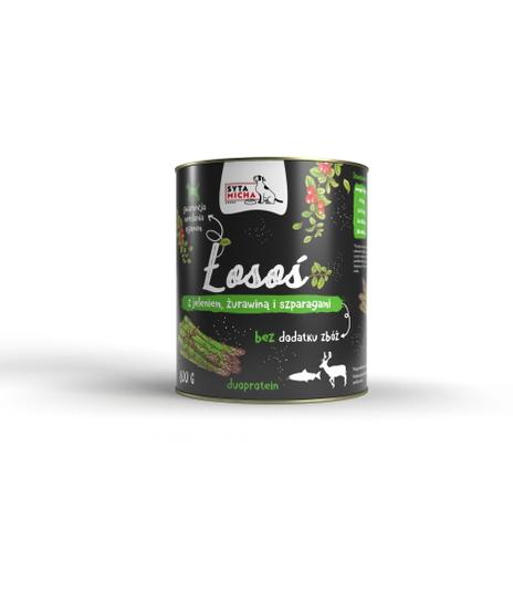 Syta Micha Łosoś z jeleniem, żurawiną i szparagami 800g