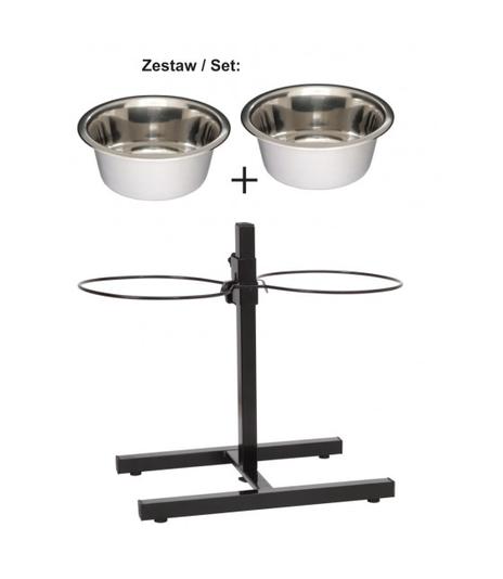 Stojak regulowany z miskami 1,8l