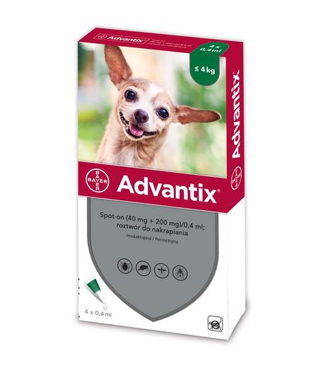 Krople Advantix Spot-on op.4 x 0,4ml (do 4kg)